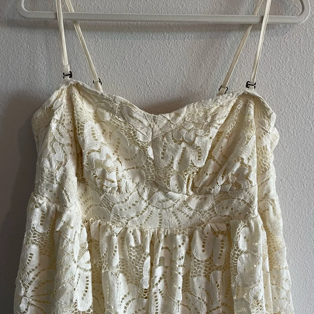 NWT Maeve Anthropologie Strapless Lace Mini Dress Women’s 1X Plus White Bridal - Picture 8 of 16